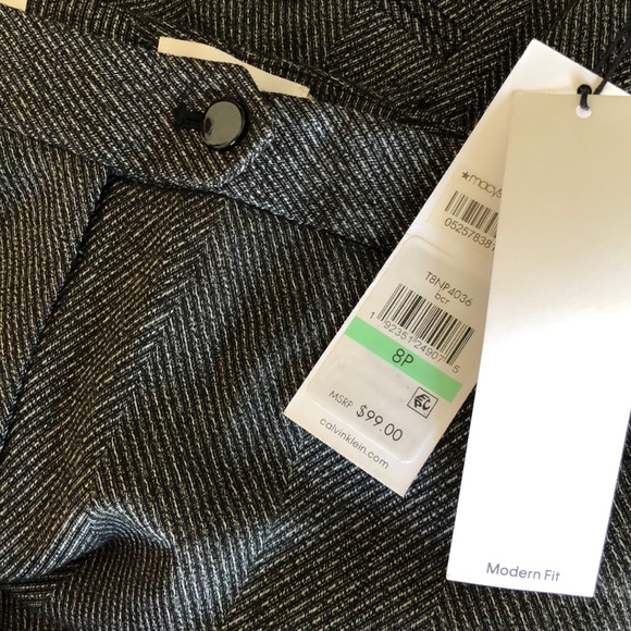 NWT Calvin Klein Herringbone Career Pants Petite - Picture 4 of 4